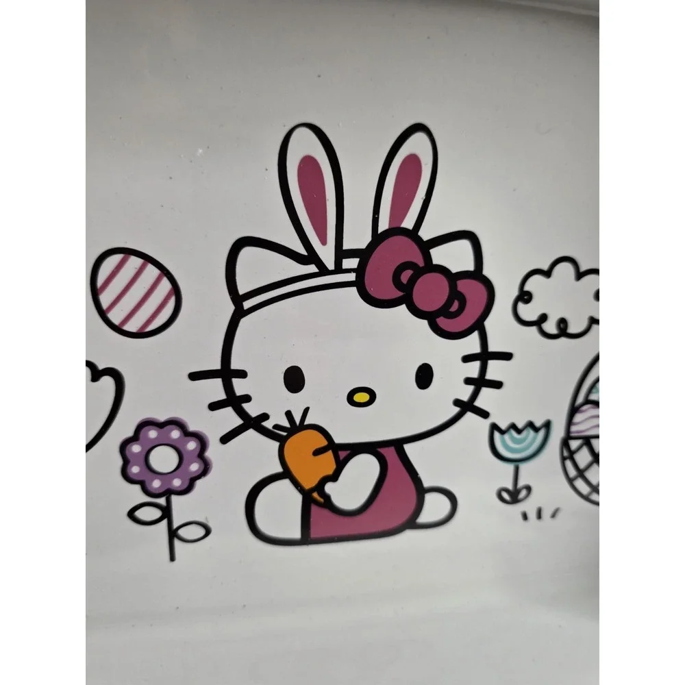Hello Kitty Easter Ceramic Baking Dish Pink White Bunny Sanrio Casserole Pan